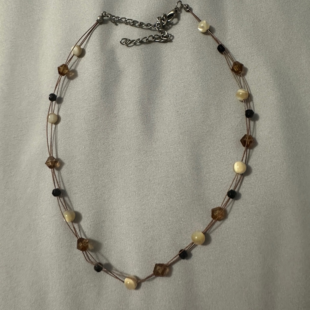 Lia Sophia Brown and Cream Beaded Necklace